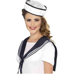   Kostuum Accessoire Set Sailor Scarf & Hat Wit