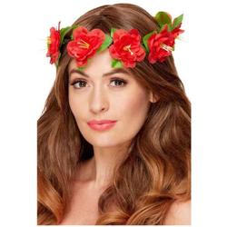   Kostuum Haarband Hawaiian Flower Crown Rood