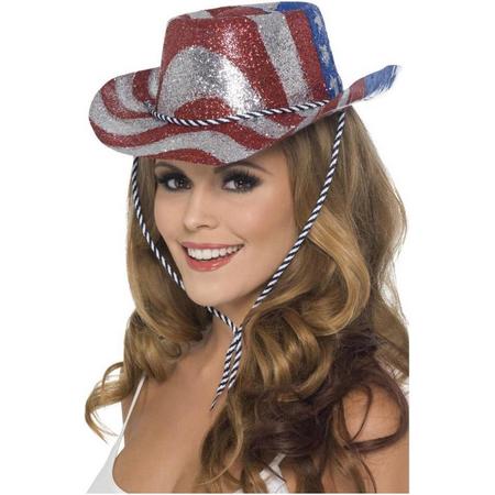 Smiffys Kostuum Hoed Cowboy Glitter Stars & Stripes Multicolours/Zilverkleurig