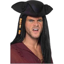   Kostuum Hoed Tricorn Pirate Captain Zwart