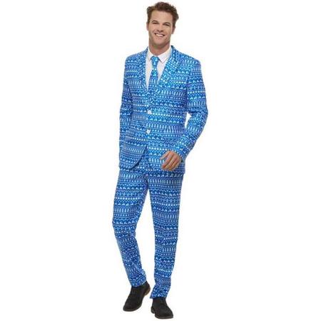 Smiffys Kostuum -L- Wrapping Paper Suit Blauw