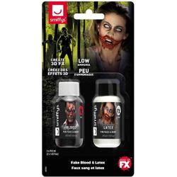   Kostuum Makeup Kit Fake Blood & Latex Rood/Wit