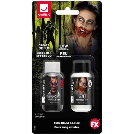 Smiffys Kostuum Makeup Kit Fake Blood & Latex Rood/Wit