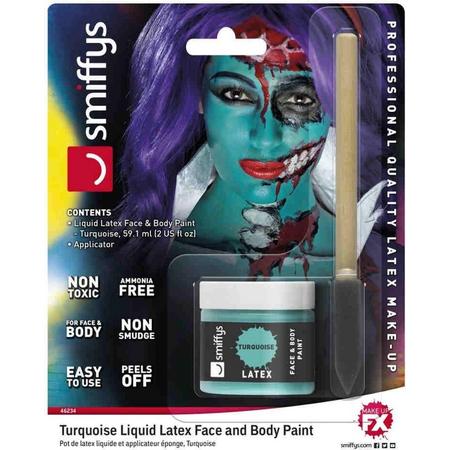 Smiffys Kostuum Makeup Kit Liquid Latex Turquoise