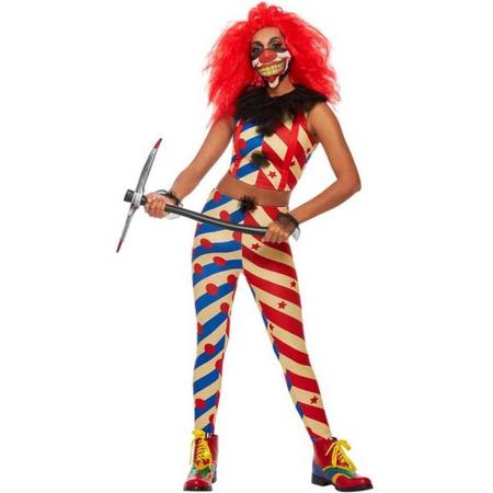 Smiffys Kostuum -S- Creepy Clown Rood/Blauw