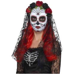   Masker Day Of The Dead Senorita Full Face Rood/Zwart