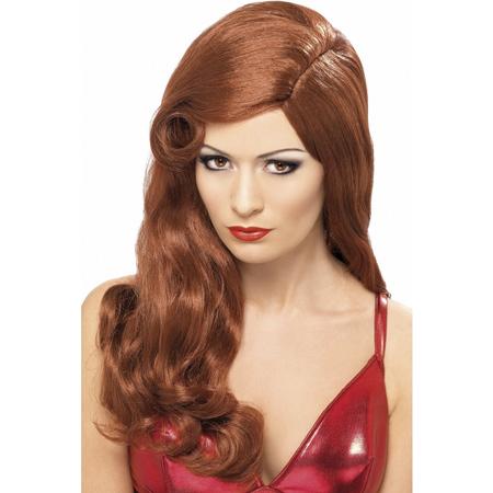 Smiffys carnaval verkleed heksen pruik voor dames rood haar