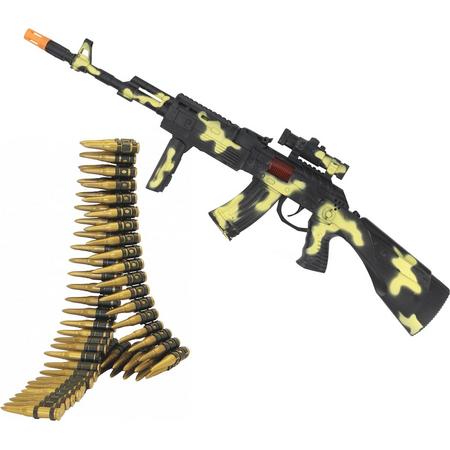 Soldaten/militairen camouflage geweer 59 cm met kogelriem inclusief patronen - Verkleed wapens