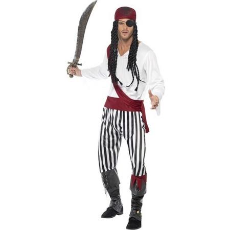 Zwart/wit piraten kostuum / verkleedkleding voor heren 48-50 (M)