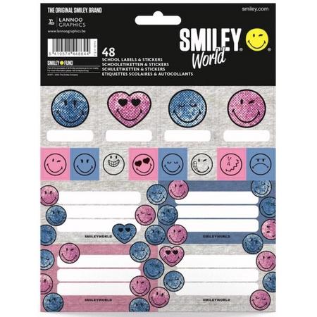 Smiley World Girls 12 Schooletiketten & 36 Sticker