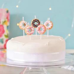 Donut Cake Candle Taart Kaarsjes Verjaardag - 5 stuks - 4 cm 3D Taartkaarsen - Decoratie - Cupcake Cake Kinderfeestje Donuts