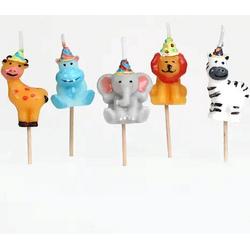 Party Hat Safari Dieren Cake Kaarsen Candle Taart Kaarsjes Verjaardag - 5 stuks - 4 cm 3D Taartkaarsen - Decoratie - Cupcake Cake Kinderfeestje