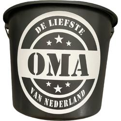 Cadeau Emmer - De liefste Oma van Nederland - 12 liter - zwart - cadeau - geschenk - gift - kado - surprise
