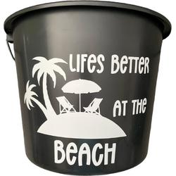 Cadeau Emmer - Lifes better at the Beach - 12 liter - zwart - cadeau - geschenk - gift - kado - vakantie - zomer - strand