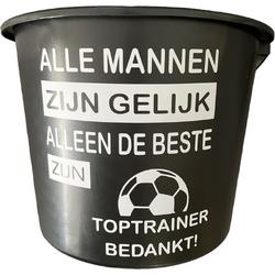 Cadeau Emmer - Toptrainer - 12 liter - zwart - cadeau - geschenk - gift- kado - voetbal - sport - einde seizoen - bedankje