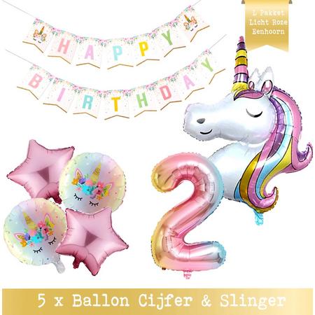 * Snoes * Cijfer 2 ballon Unicorn Plus Pack * Eenhoorn Licht Roze * DIY Slinger* Set van 7 * Grotere Ballonnen en DIY Slinger * Unicorn Licht 2 * Eerste verjaardag * Hoera 2 Jaar * Birthday * Ballon Cijfer 2