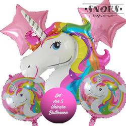 * Snoes * Unicorn * Eenhoorn Unicollors Kleurrijk Roze * Set van 5 Ballonnen XL * Unicorn set * Eenhoorn verjaardag * Hoera Jarig * Birthday
