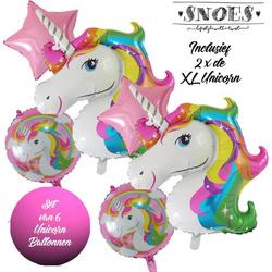 * Snoes * Unicorn * Eenhoorn Unicollors Kleurrijk Roze * Set van 6 Ballonnen XL * Unicorn set * Eenhoorn verjaardag * Hoera Jarig * Birthday