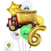 Cijfer Ballon Nummer 6 - Trucker - Vrachtwagen set Ballonnen Feestdecoratie - Snoes - Helium Ballon - Boeket