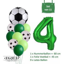 Voetbal Verjaardag * Ballonnen Set 4 Jaar * Hoera 4 Jaar * Jarig Voetbal * Voetbal Fan * Snoes * 80 CM * Voetbal Versiering * Birthday