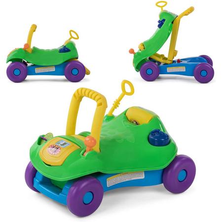 2 in 1 loopwagen en loopauto in groen