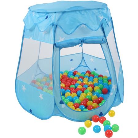 Kinderspeeltent met 100 ballen - voor binnen en buiten - inclusief draagtas - Blauw