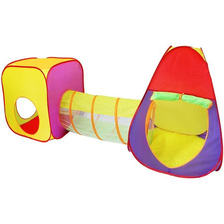 Speeltent 3-delig met draagtas voor binnen en buiten - kubus-tunnel-pyramide