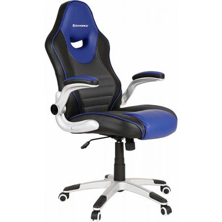Gaming Chair of Bureaustoel op Wieltjes – Ergonomische Office Chair – Afstelbare Draaistoel -Blauw en Zwart