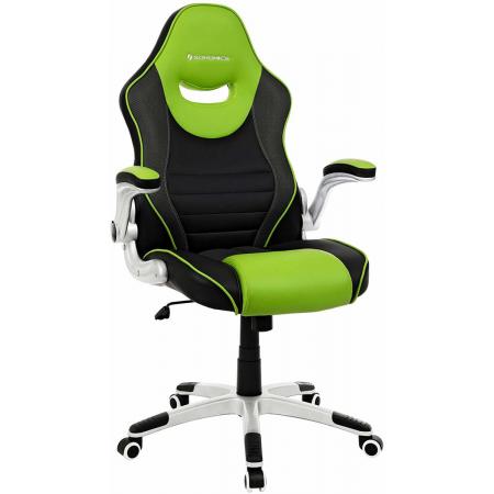 Gaming Chair of Bureaustoel op Wieltjes – Ergonomische Office Chair – Afstelbare Draaistoel – Groen en Zwart