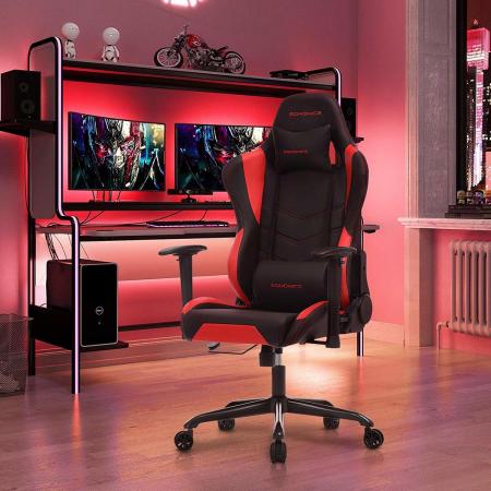 Gaming Chair – Game Stoel – Wijde rugleuning – Verstelbare Kussens – Zwart met Rood