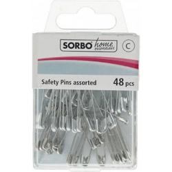Sorbo Home Essentials - veiligheidsspelden vernikkeld staal - assorti - 48 stuks