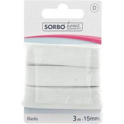 Sorbo Home Essentials elastiek - wit - 15 mm x 3 m - bandelastiek