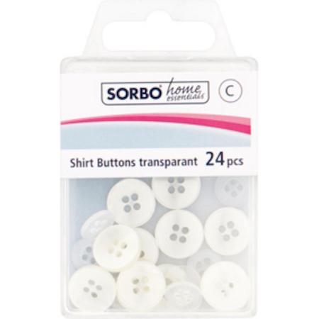 Sorbo Home Essentials overhemd knopen transparant - 24 stuks - assorti - hemdsknoopjes