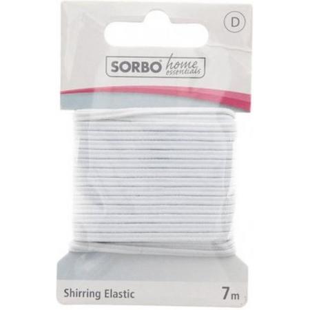 Sorbo Home Essentials rimpel elastiek smal - koordelastiek 7 m - 2,5 mm x 1 mm wit - geschikt voor mondkapjes