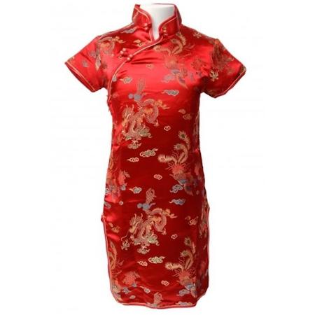 Chinese jurk - Rood - Maat 140/146 (12) - Verkleed jurk - Prinsessen jurk