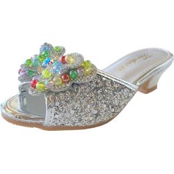 Elsa Frozen Prinsessen slipper schoenen zilver glitter met hakje maat 32 - binnenmaat 19,5 cm - bij jurk verkleedkleding