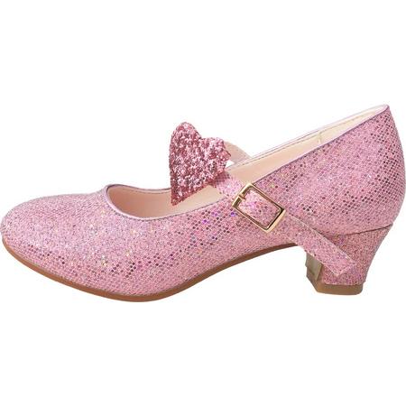 Elsa en Anna schoenen hartje roze Prinsessen schoenen - maat 25 (binnenmaat 16,5 cm) bij verkleed jurk