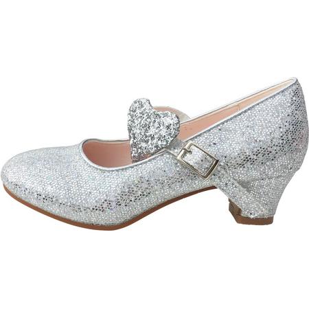 Elsa en Anna schoenen hartje zilver Prinsessen schoenen - maat 31 (binnenmaat 20,5 cm) bij verkleed jurk