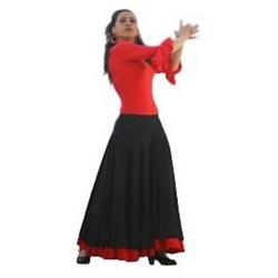 Spaanse Flamenco Rok - Zwart Rode Rand - Maat L - Volwassenen - Verkleed Rok