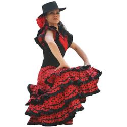Spaanse jurk - Flamenco - Zwart/Rood - Maat 34/36 (18) - Volwassenen - Verkleed jurk