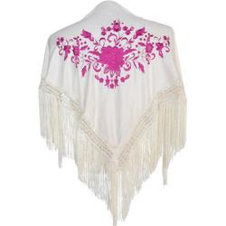Spaanse manton - omslagdoek - voor kinderen - creme wit roze - bij Flamencojurk