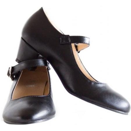 Spaanse schoenen zwart Flamenco verkleed schoenen - maat 26 (binnenmaat 17 cm) bij jurk
