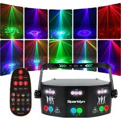 Sparklyn Professionele Disco Laser met 15 Eyes - Afstandsbediening - DMX Bestuurdbaar - Discolamp - Zwart