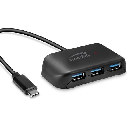 Speedlink SNAPPY EVO USB Hub - 4-Port - USB-C Naar USB 3.0 - Zwart