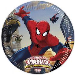 8 kartonnen Spiderman™ borden 20 cm - Feestdecoratievoorwerp