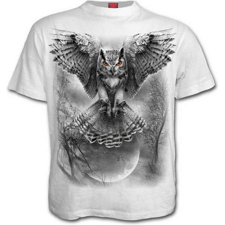 Wings Of Wisdom, gothic metal fantasy uilen heren T-shirt wit - S - Spiral