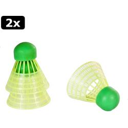 2x SportX Speed Badminton Shuttles in Koker 3 Stuks Neon Geel/Groen
