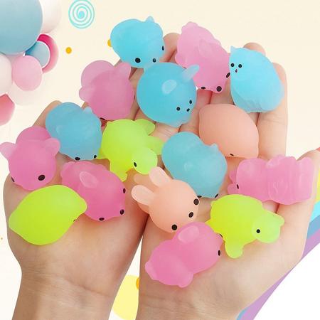 Mochi Squishy - 5x stuks - Squeeze - Glow in the dark. - Fidget Toy - Pop It - Simple Dimple  - Soft animal - Knijp poppetje - Mesh and Marble - Mochies
