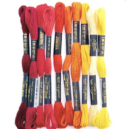 Stafil-Borduurgaren-10 stuks-8mtr-Borduren-Handwerken-Hobby-Garen-rood-oranje-geel