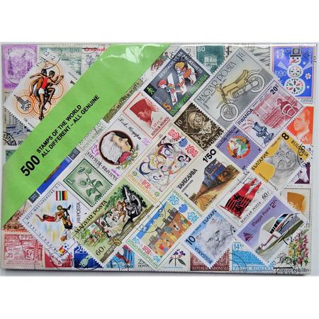 Postzegelpakket: 500 verschillende postzegels Wereld.